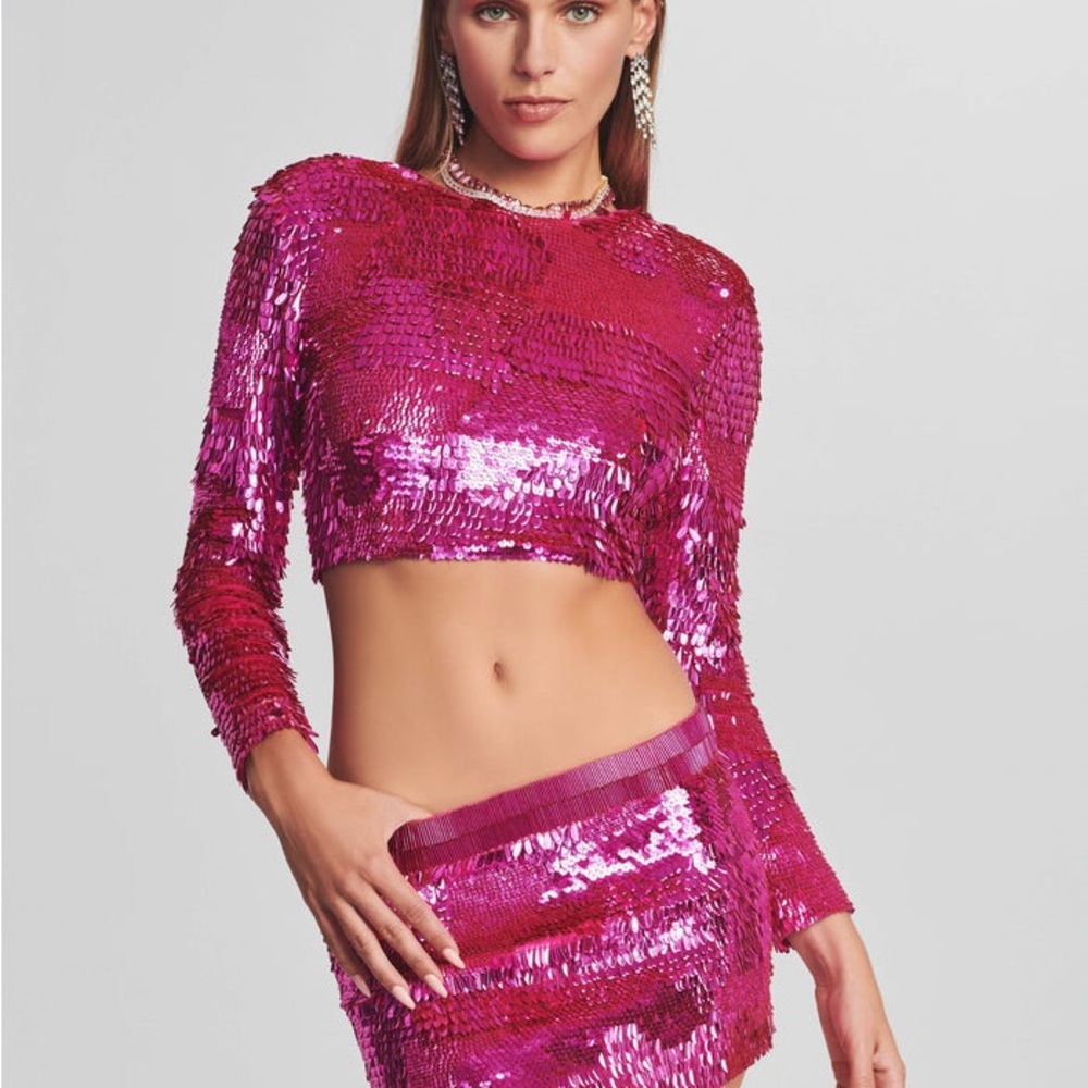 Retrofete NWT Pink Sequin Crop Top
